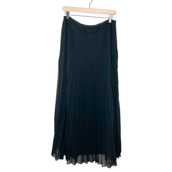 Vintage Rena Rowan Pleated Black Maxi Skirt 8 - Picture 1 of 6